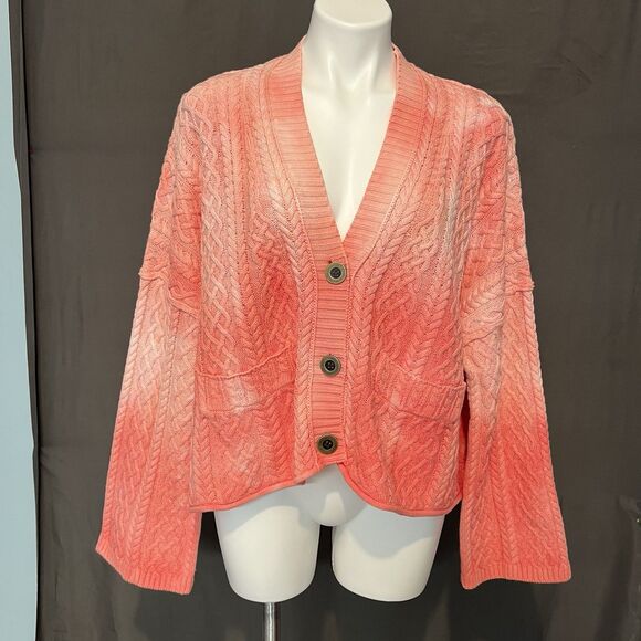 Free People Washed Ashore Red Chunky Knit Cardigan - Picture 8 of 10